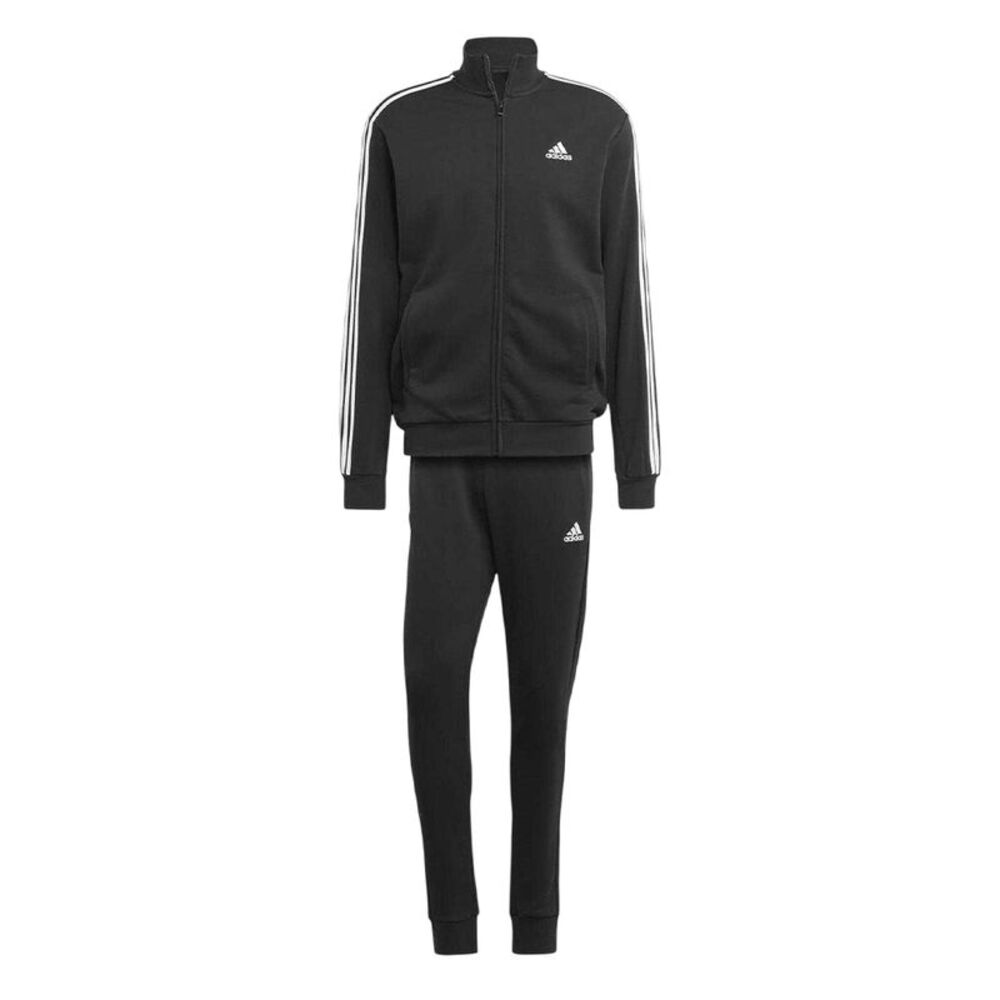 Adidas Mens Sportswear Basic 3 Stripes French Terry Tracksuit Set / Black